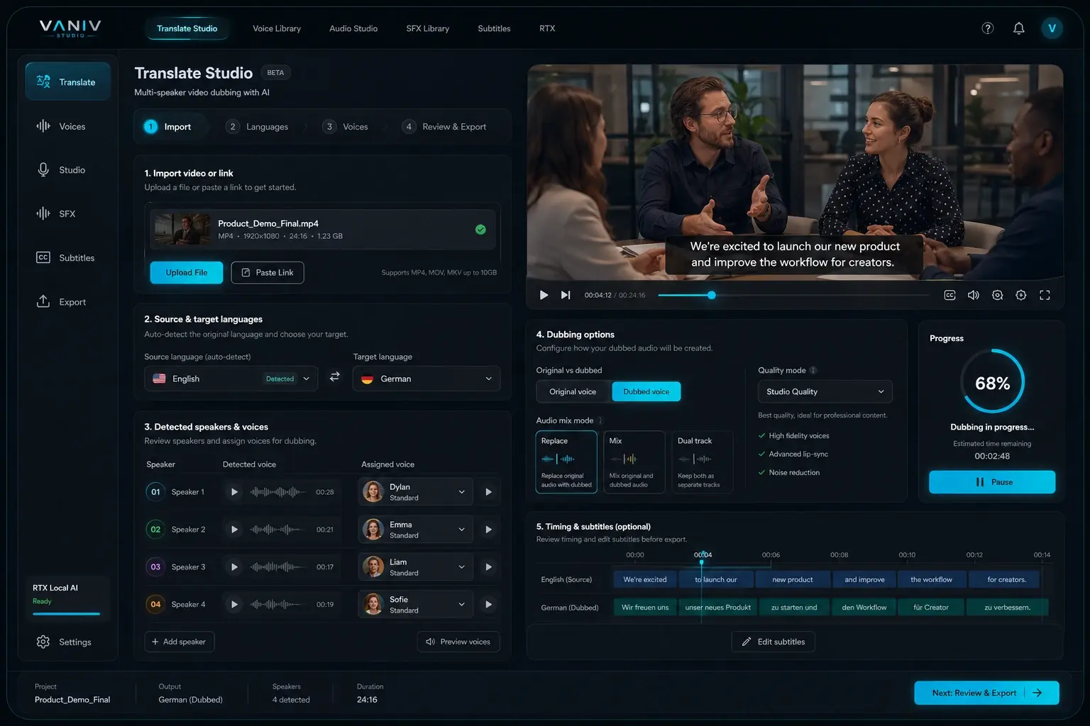 VANIV Multi-Voice-Dubbing Workflow